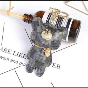 Dark brown grey bear Keychain